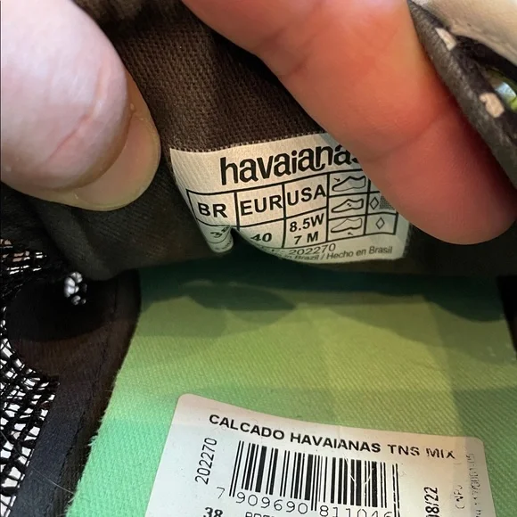 Women’s 8.5 Calcado Havaianas TNS Mix mesh flat sneakers polka dot black white - Picture 2 of 10